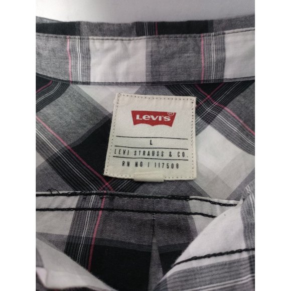 Levis Mens Large Button Up Shirt Plaid Long Sleeve - Picture 3 of 7
